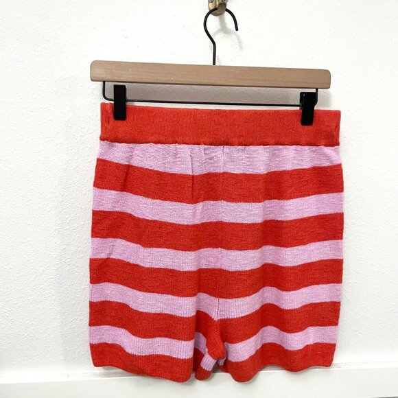 Free People Beach Malibu Surf Sweater Striped Knit Shorts Orange Pink Size M - Picture 6 of 6